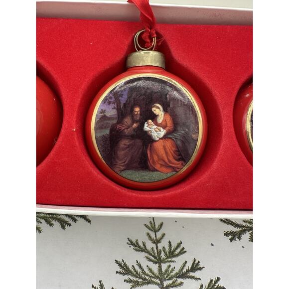 Vintage Nativity 3 Three Ornament Set Boxed Christmas - Picture 3 of 4